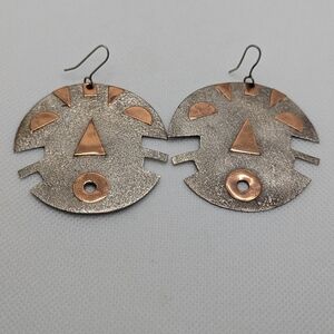 ✨ Vintage Mixed Metal Tribal Sun Face Statement Earrings ✨